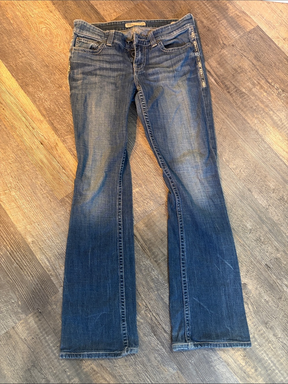 BKE Women's Dark Blue Bootcut Jeans with Faded Detail - Picture 3 of 5